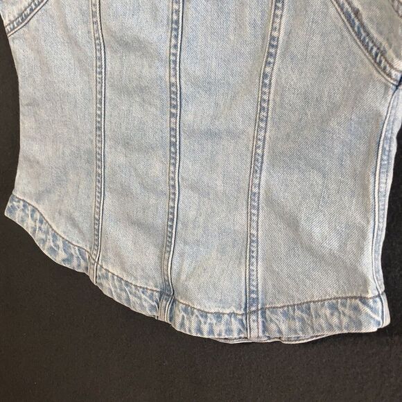 Madewell Top Sz 0 Denim Button Front Vest 100% Cotton Crop Tank Light Wash New* - Picture 10 of 13